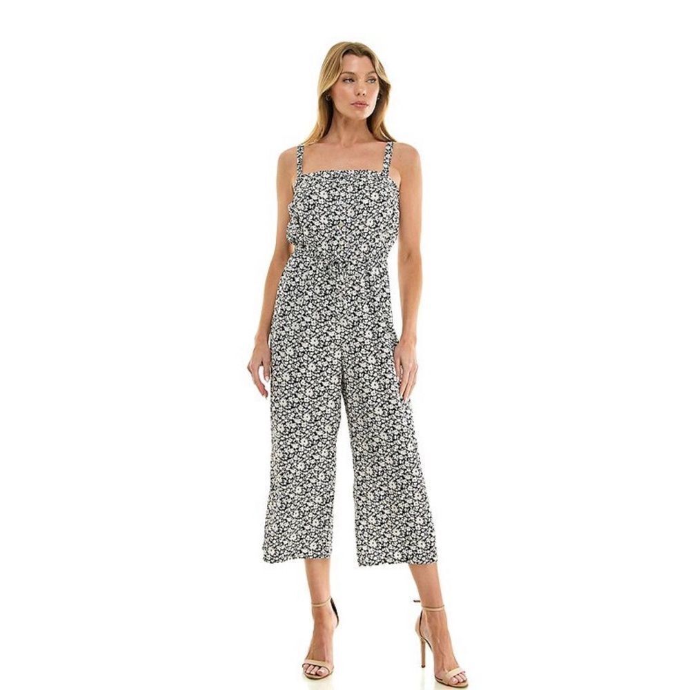 As U Wish Monochrome Floral Jumpsuit